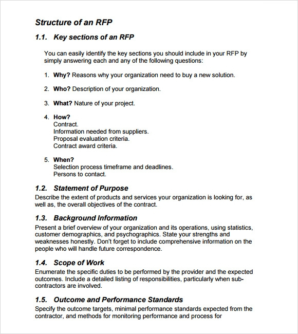 FREE 8 Sample RFP Templates In PDF MS Word