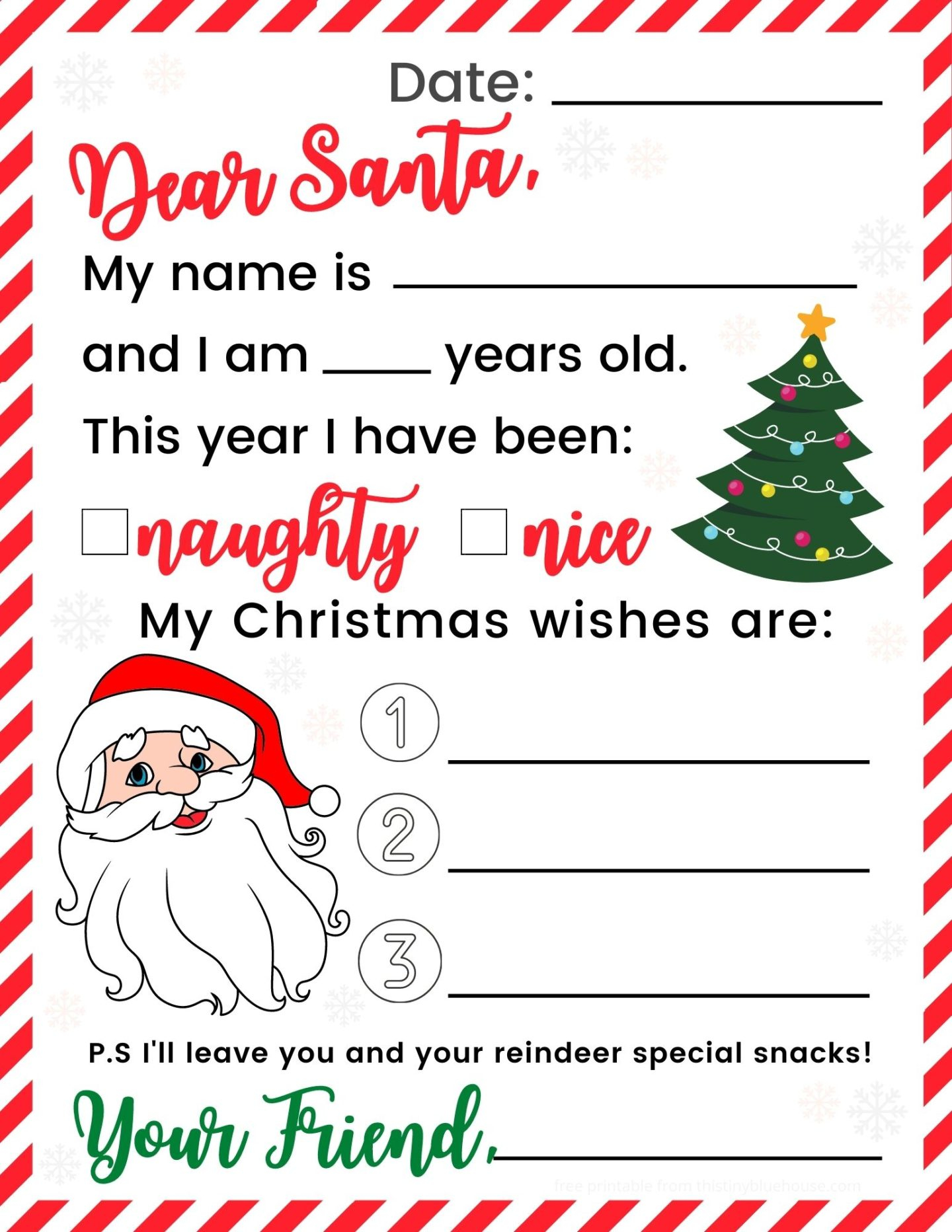 Free Adorable Printable Letter To Santa 1 Bonus Mailing Label 