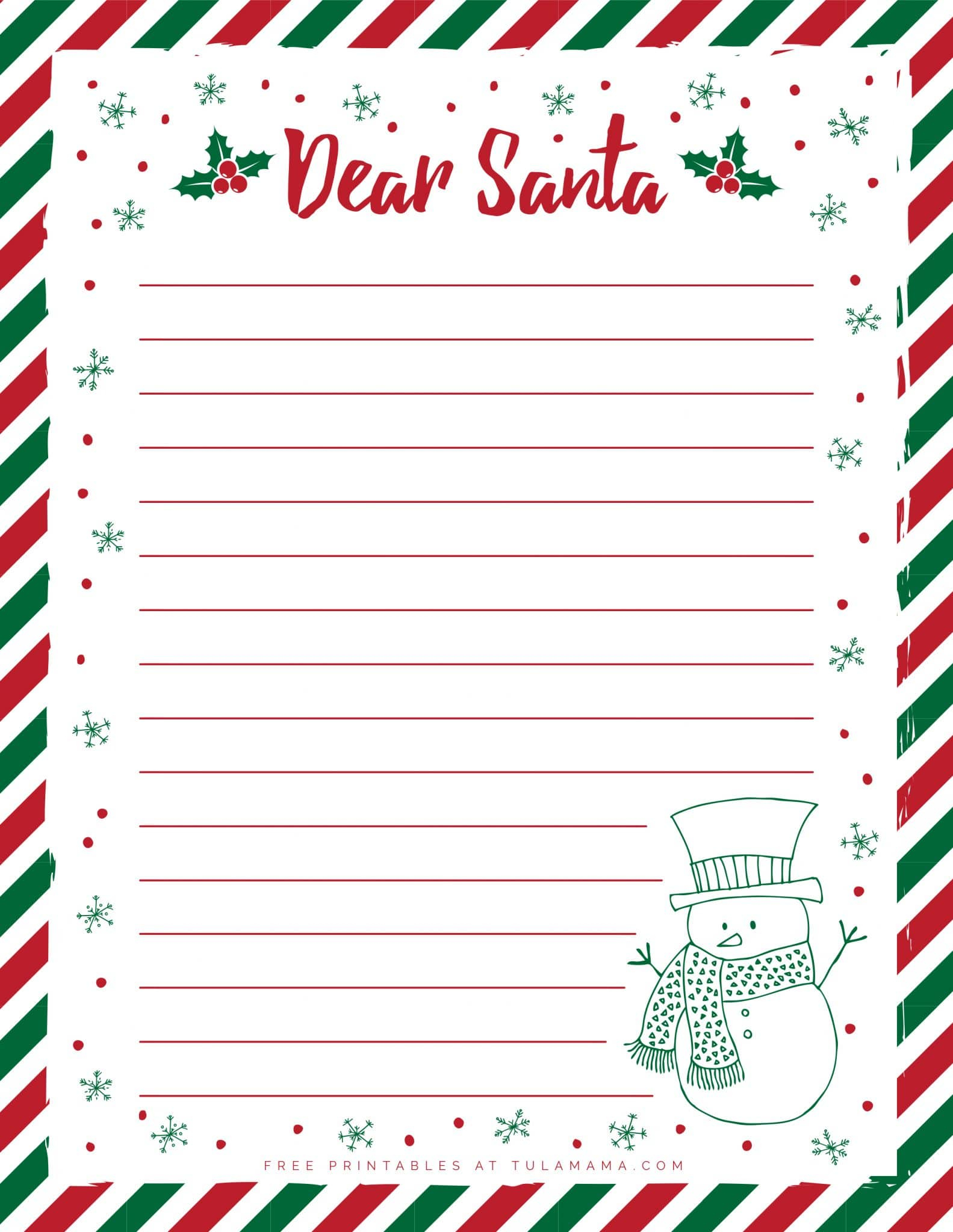 Free And Super Cute Letter To Santa Template Printables Tulamama