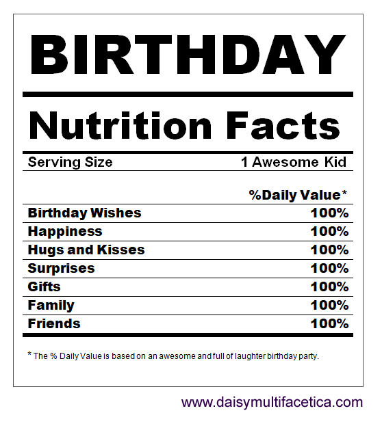 Free Birthday Nutrition Facts Label Template FREE PRINTABLE TEMPLATES