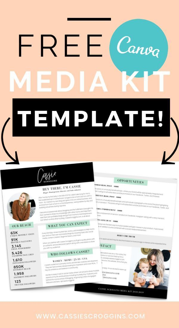 Free Canva Media Kit Template For Bloggers In 2020 Media Kit Template 