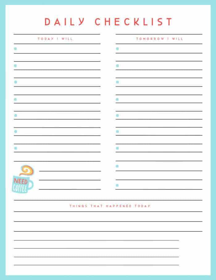 Free Caregiver Daily Checklist Printable