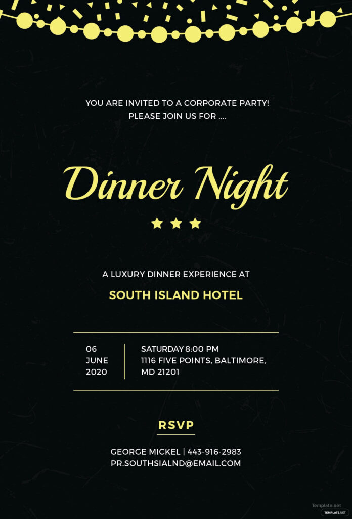 Free Company Dinner Night Invitation Template In Adobe Photoshop