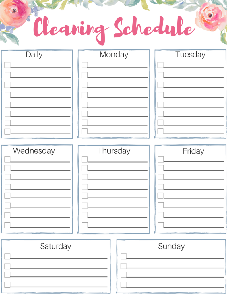 Free Customizable Cleaning Schedule Check Out This Great Free