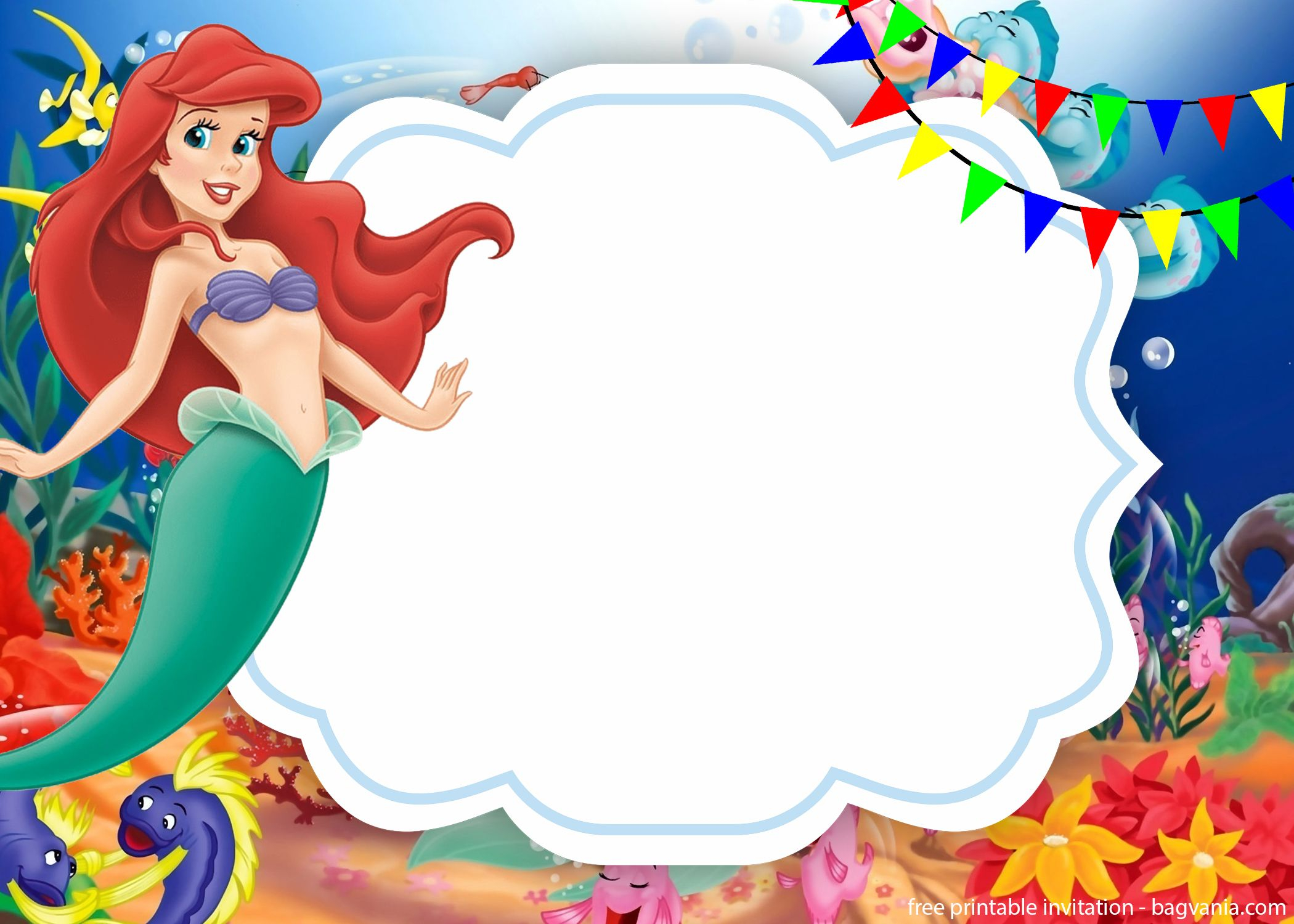 Free Download Ariel The Little Mermaid Invitations FREE Printable 