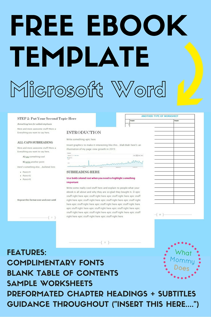 Free Ebook Template Preformatted Word Document What Mommy Does