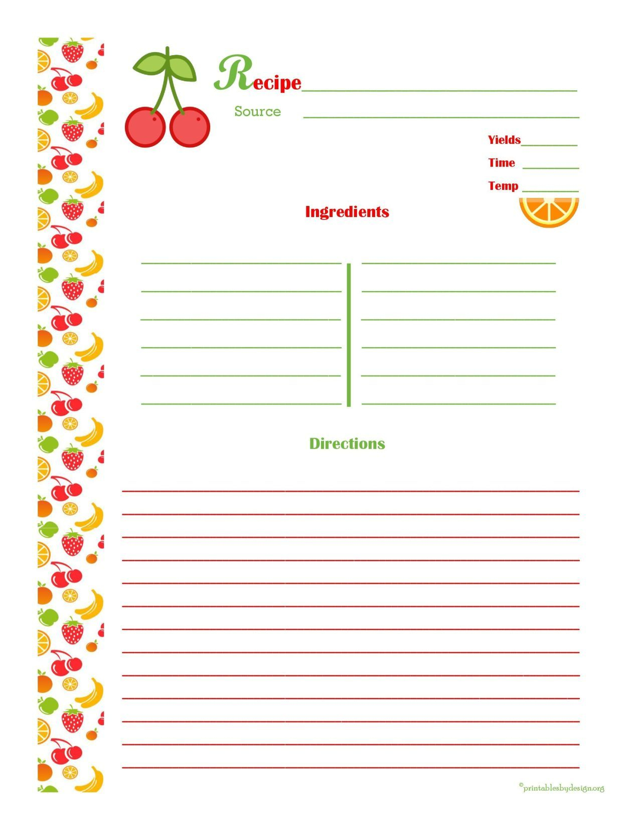 Free Editable Recipe Card Templates For Microsoft Word FREE DOWNLOAD