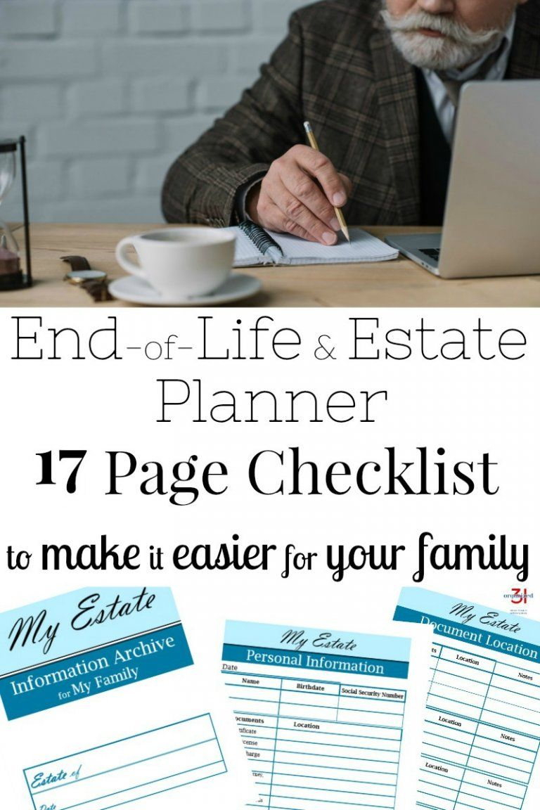 Free End of Life Checklist Estate Planning Checklist Family 