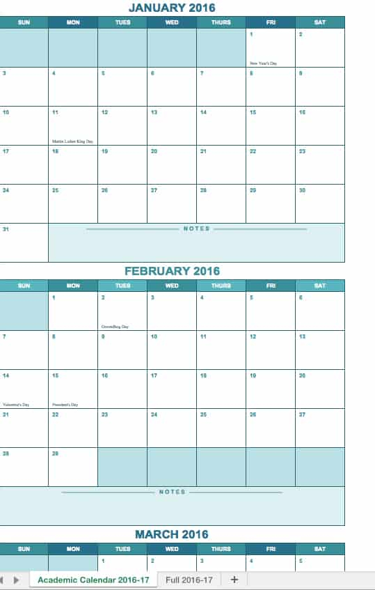 Free Excel Calendar Templates