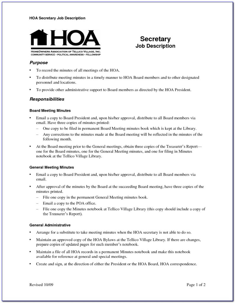 Free Hoa Meeting Minutes Template