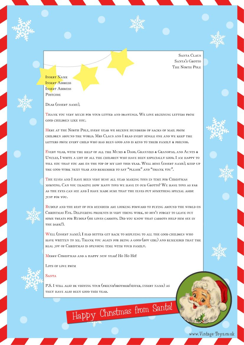 Free Letter From Santa Template For You To Download And Edit Santa 