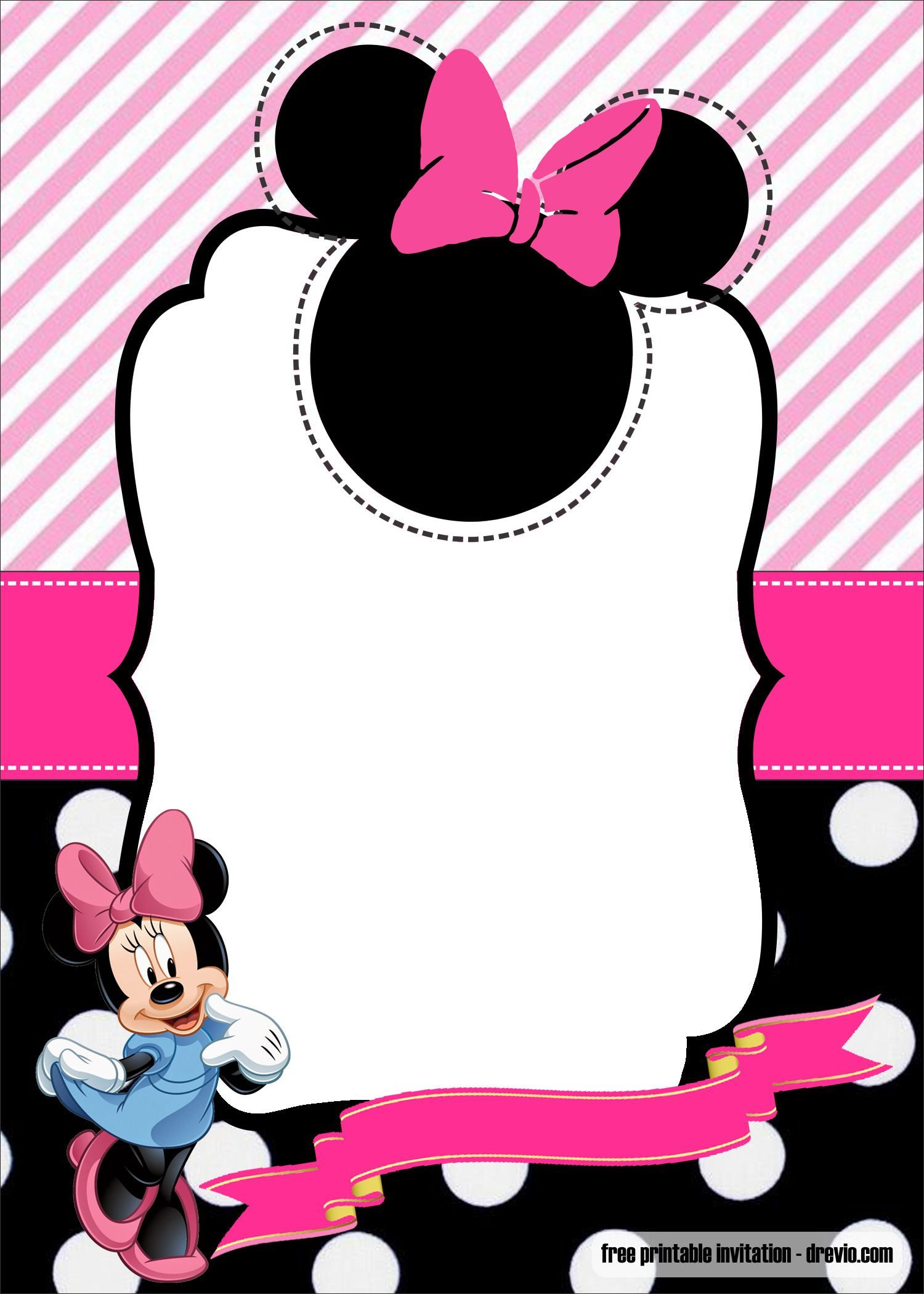 FREE Minnie Mouse 1st Birthday Invitation Template DREVIO Minnie 