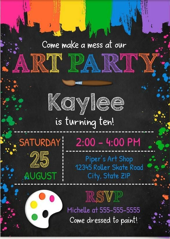 FREE Printable Art Party Invitation Template Art Party Invitations 