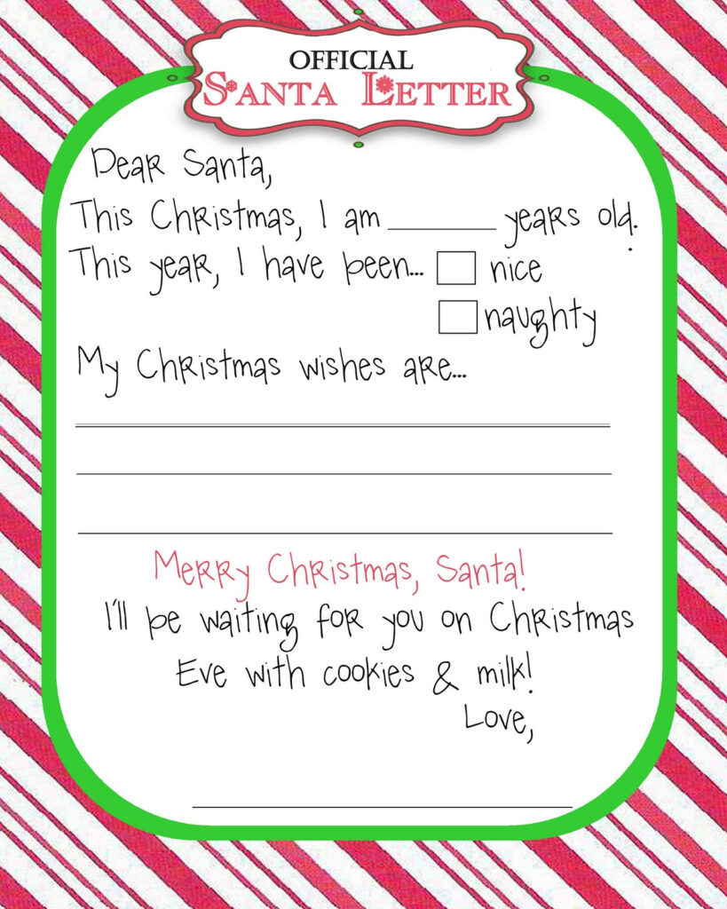 Free Printable Dear Santa Letter Templates HD Writing Co