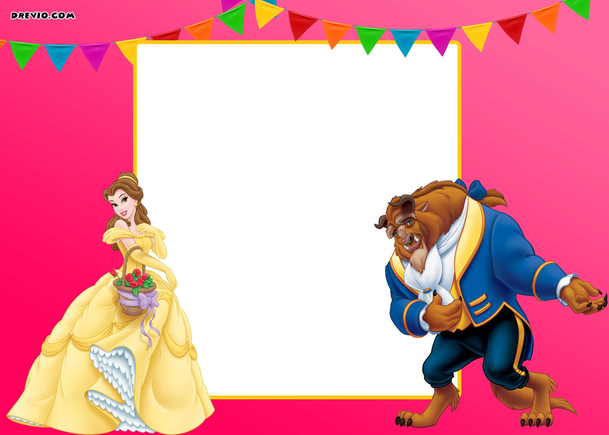 FREE Printable Disney Beauty And The Beast Invitation Template FREE 