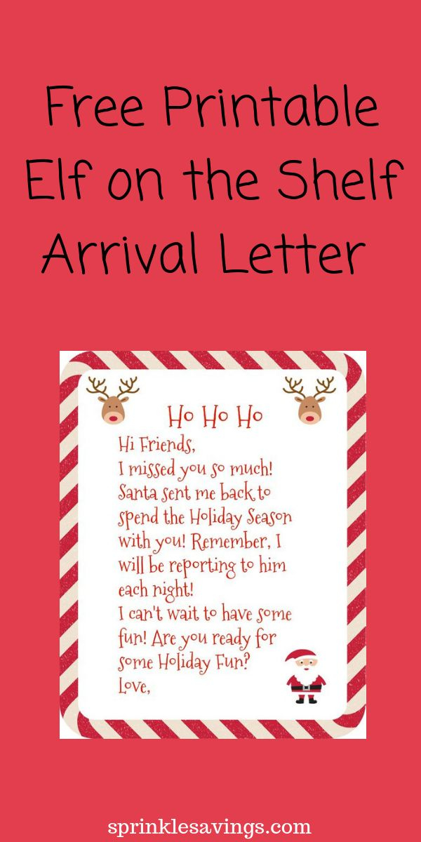 Free Printable Elf On The Shelf Arrival Letter Elf On Shelf Letter 