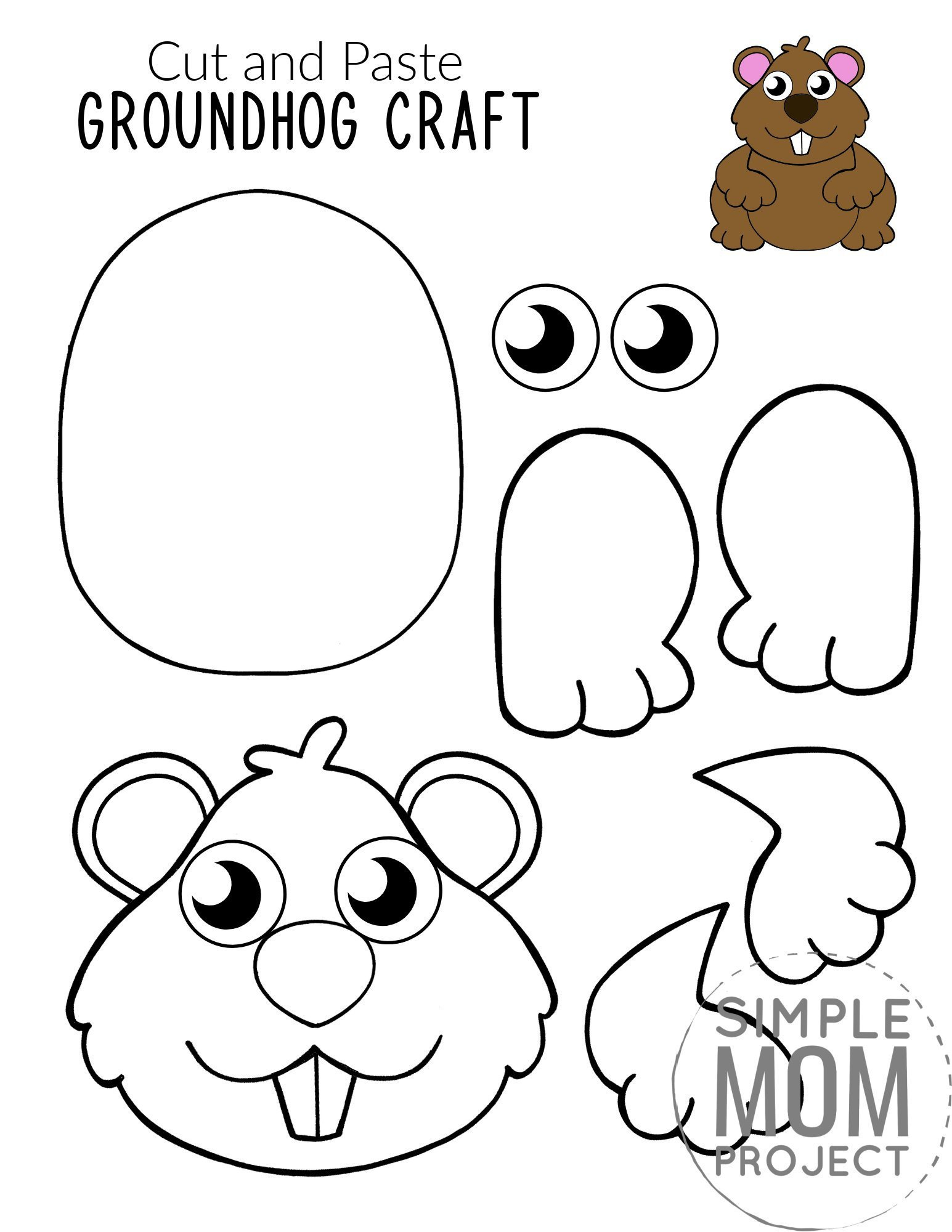 Free Printable Groundhog Craft For Kids Simple Mom Project