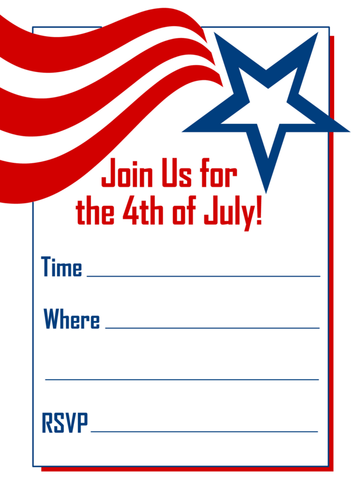 Free Printable Party Invitations Red White And Blue 4th Of July