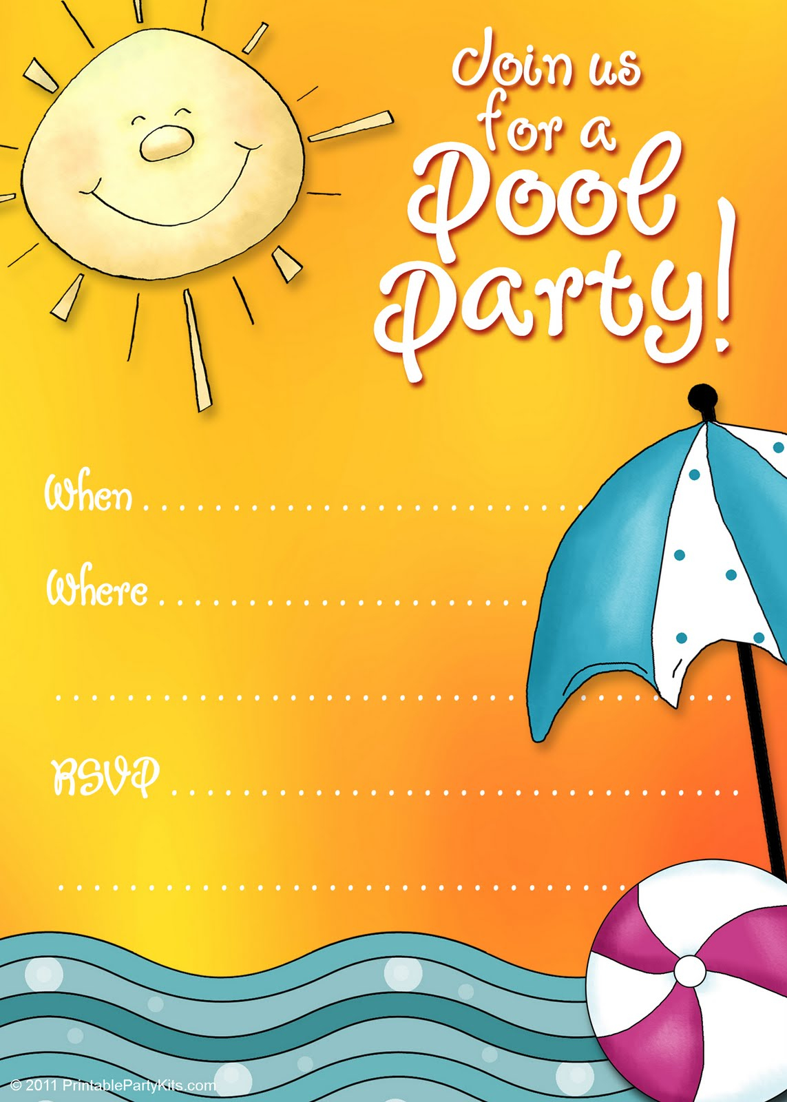 Free Printable Party Invitations Summer Pool Party Invites