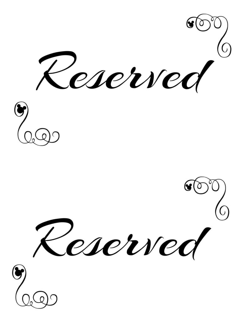Free Printable Reserved Seating Signs For Your Wedding Ceremony Free