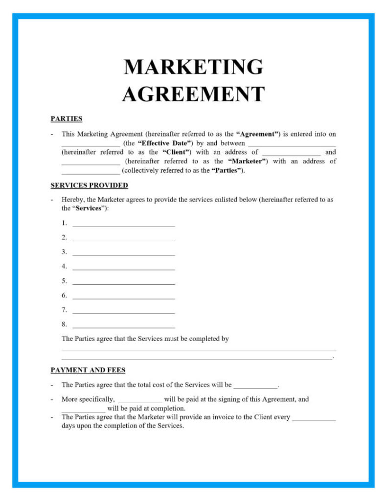 Free Professional Marketing Agreement Template For Download