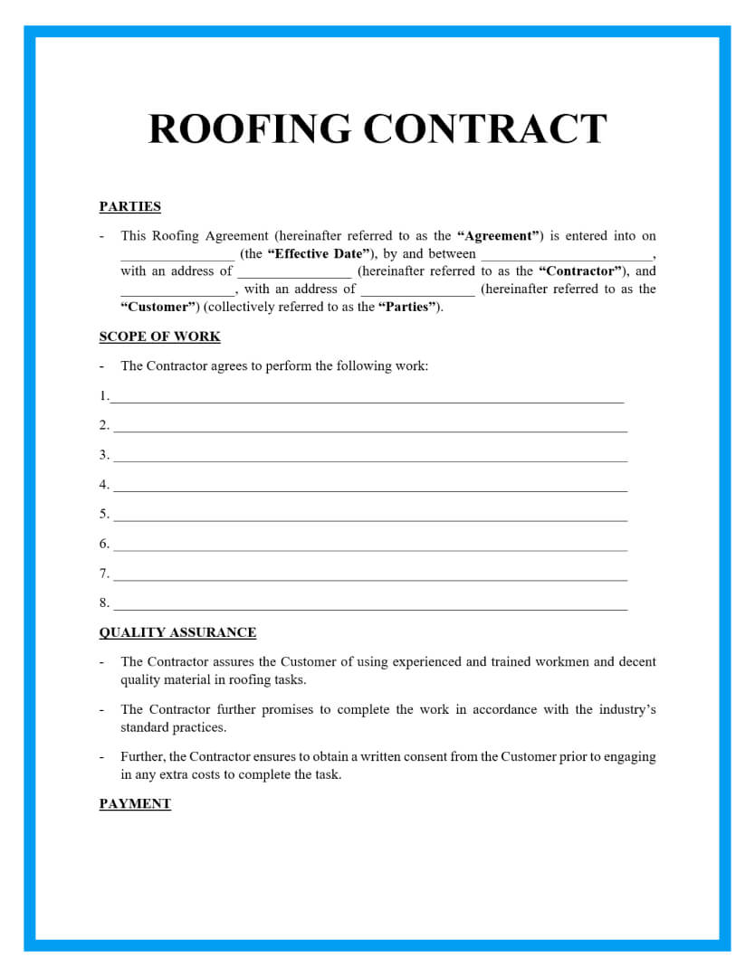 Free Roofing Contract Template Samples