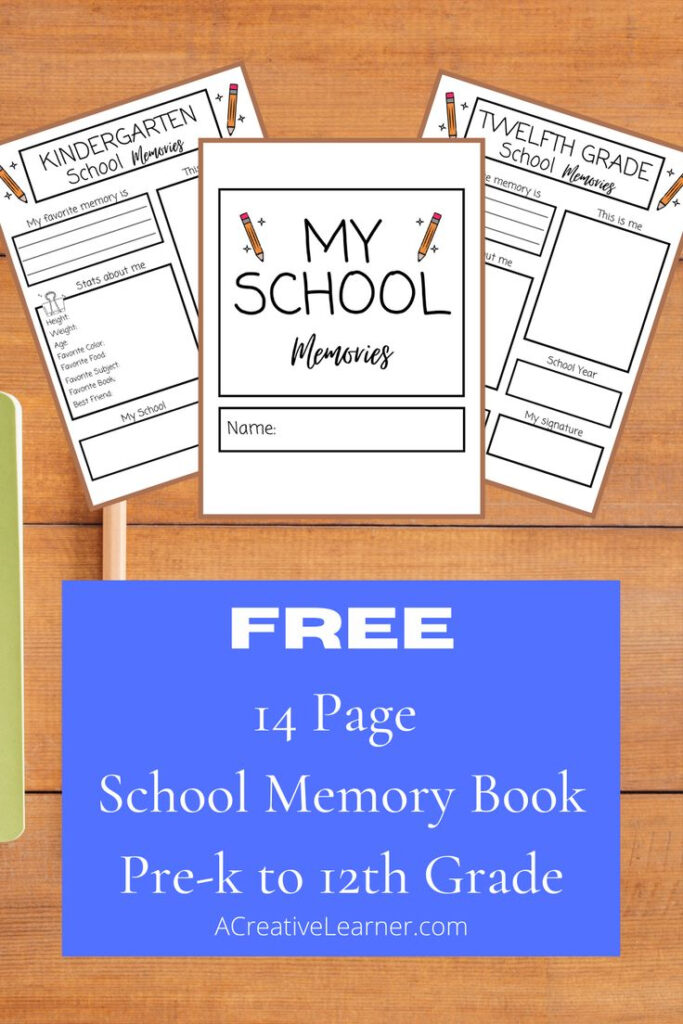FREE SCHOOL Memory Book K 12 PDF Printable 14 Pages Memory Book