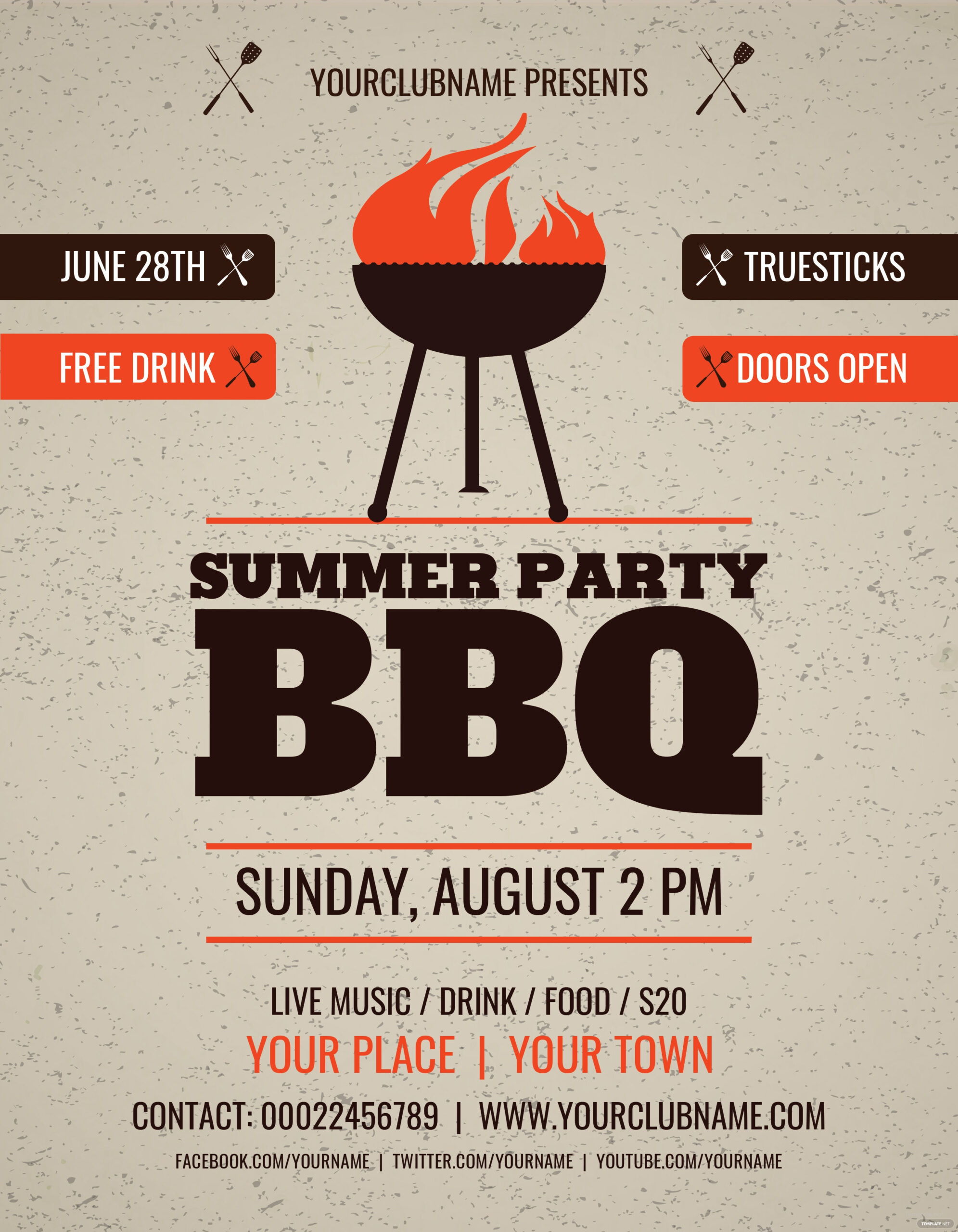 Free Summer Party BBQ Flyer Template In Adobe Photoshop Illustrator