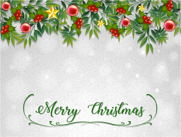 Free Vector Merry Christmas Card Template With Mistletoes