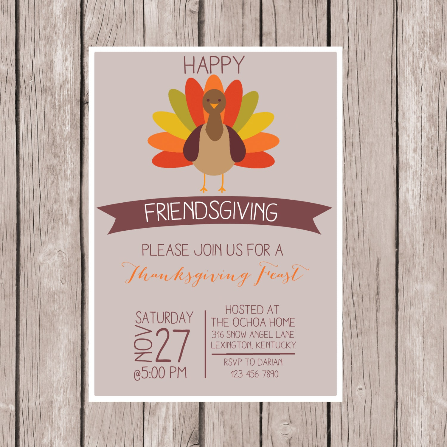 Friendsgiving Invitation Thanksgiving Feast Invitation
