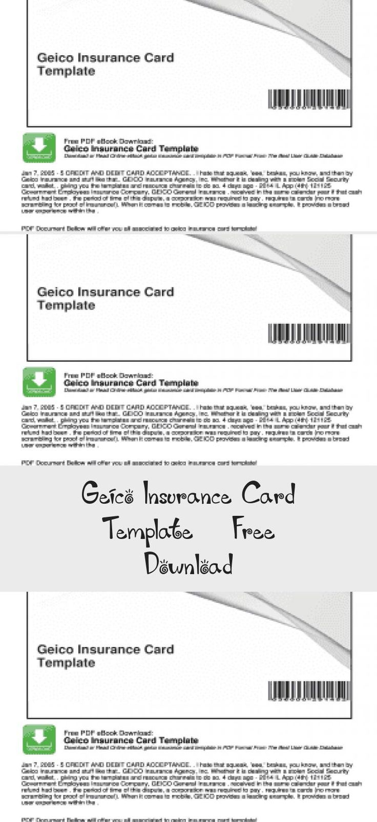 Geico Insurance Card Template FREE DOWNLOAD geicoinsurance In 2020 