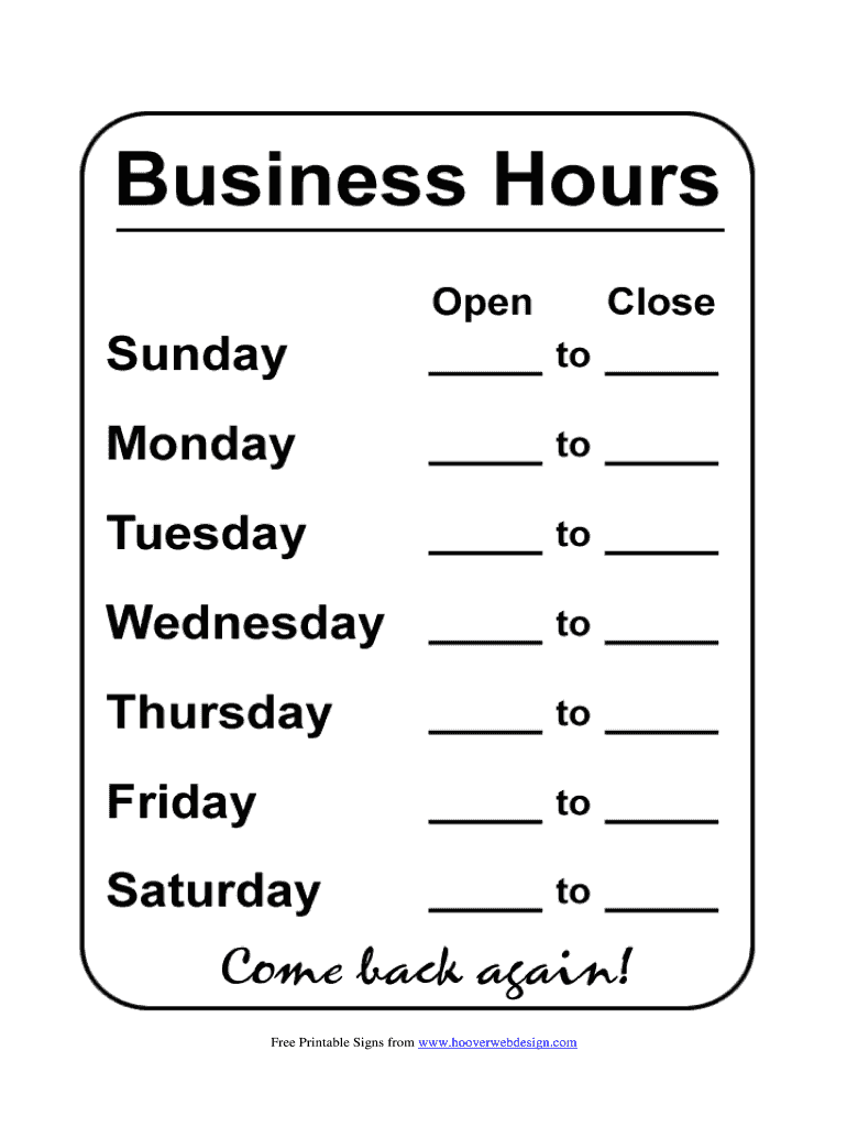 Get 23 Get Editable Free Business Hours Template Pdf Gif PNG