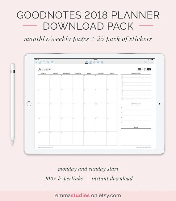 GoodNotes 2018 Digital Planner Monthly And Weekly Minimalist