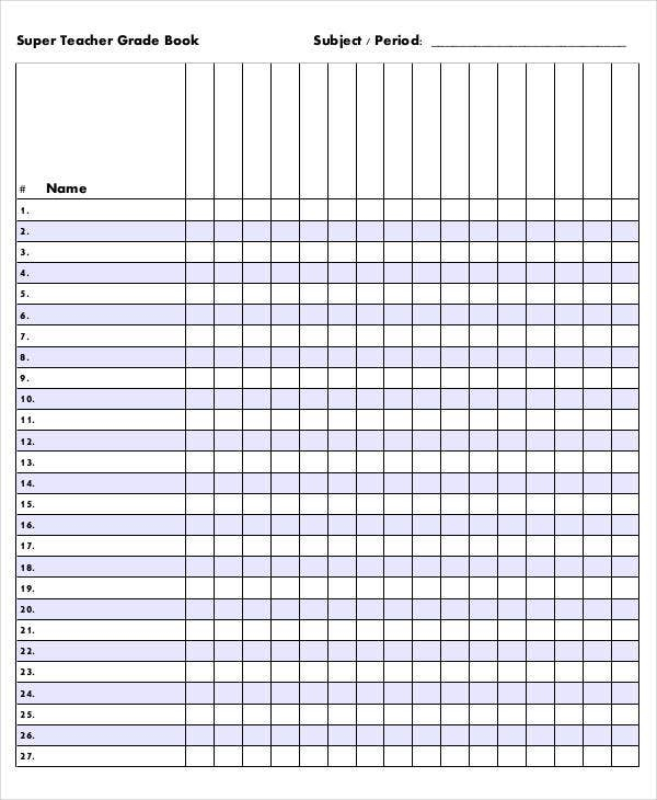 Grade Book Template 7 Free Excel PDF Documents Download Free