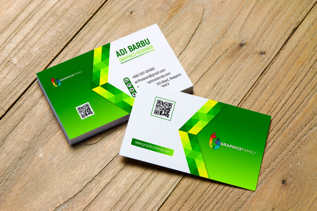 Green Abstract Business Card Free PSD Template GraphicsFamily