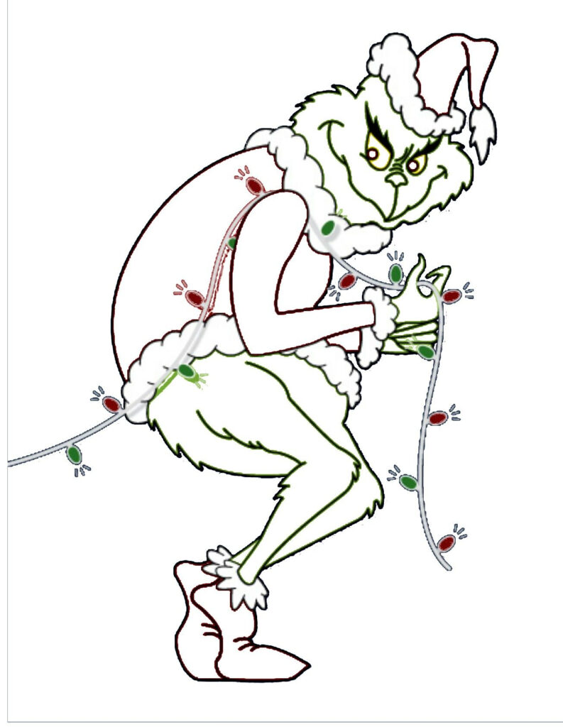 Grinch Outline Grinch Stealing Lights Grinch Christmas Christmas