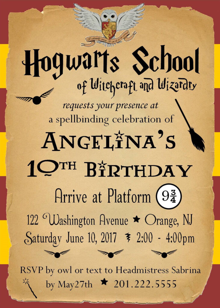 Harry Potter Birthday Party Invitation Customized By KatieandLaLa O