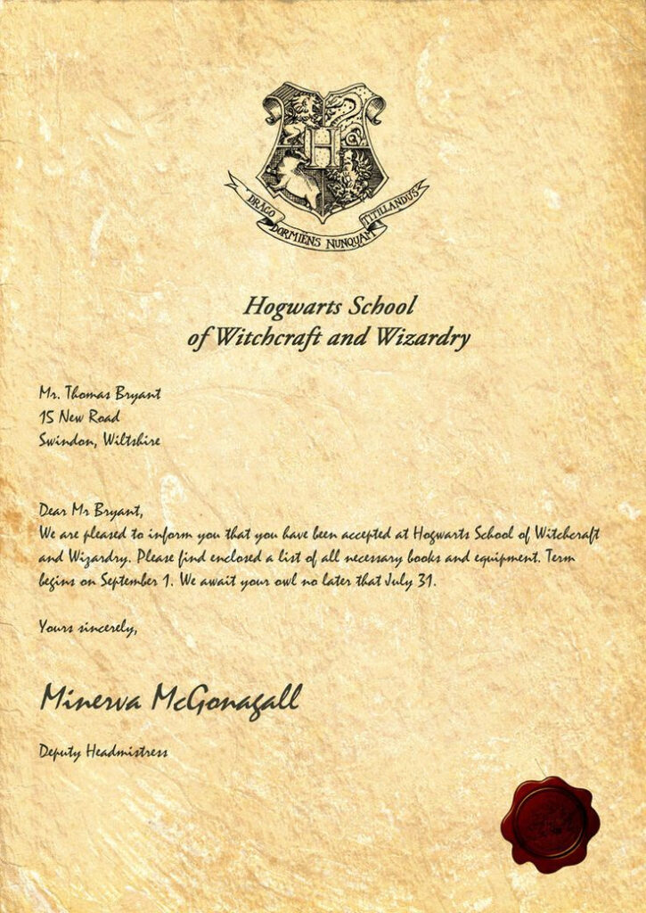 Hogwarts Acceptance Letter By LegionDesign On DeviantArt Harry Potter