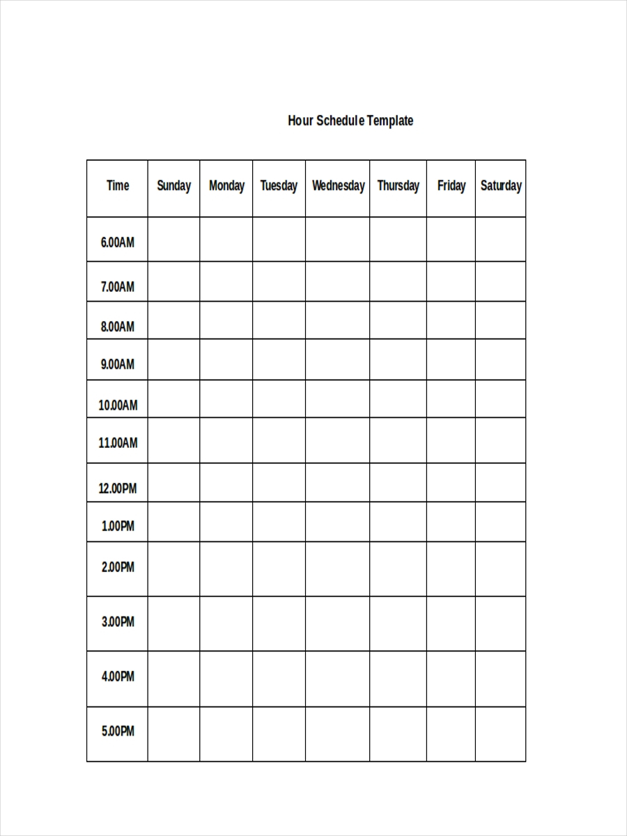 Hourly Schedule Examples 6 Samples In PDF DOC Google Docs 