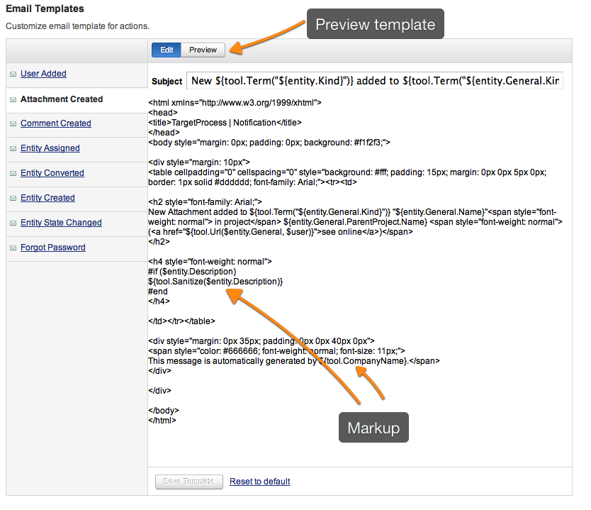 How To Change An Email Notification Template Targetprocess Visual 