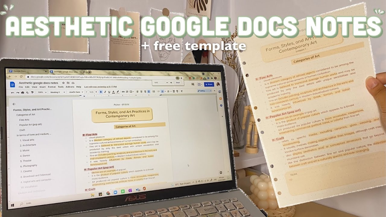 HOW TO MAKE AESTHETIC NOTES ON GOOGLE DOCS I Digital Notetaking Using 