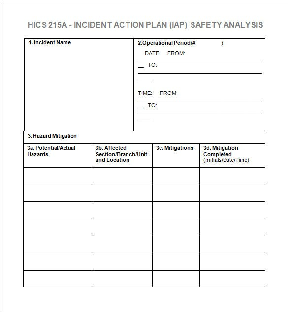 Incident Action Plan Template 7 Free Word Excel PDF Format 