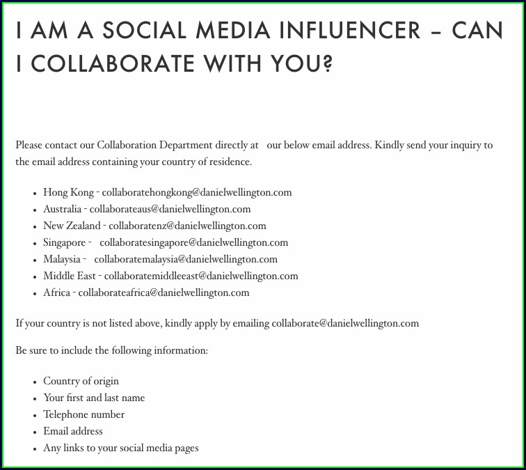 Influencer Collaboration Email Template Templates 2 Resume Examples