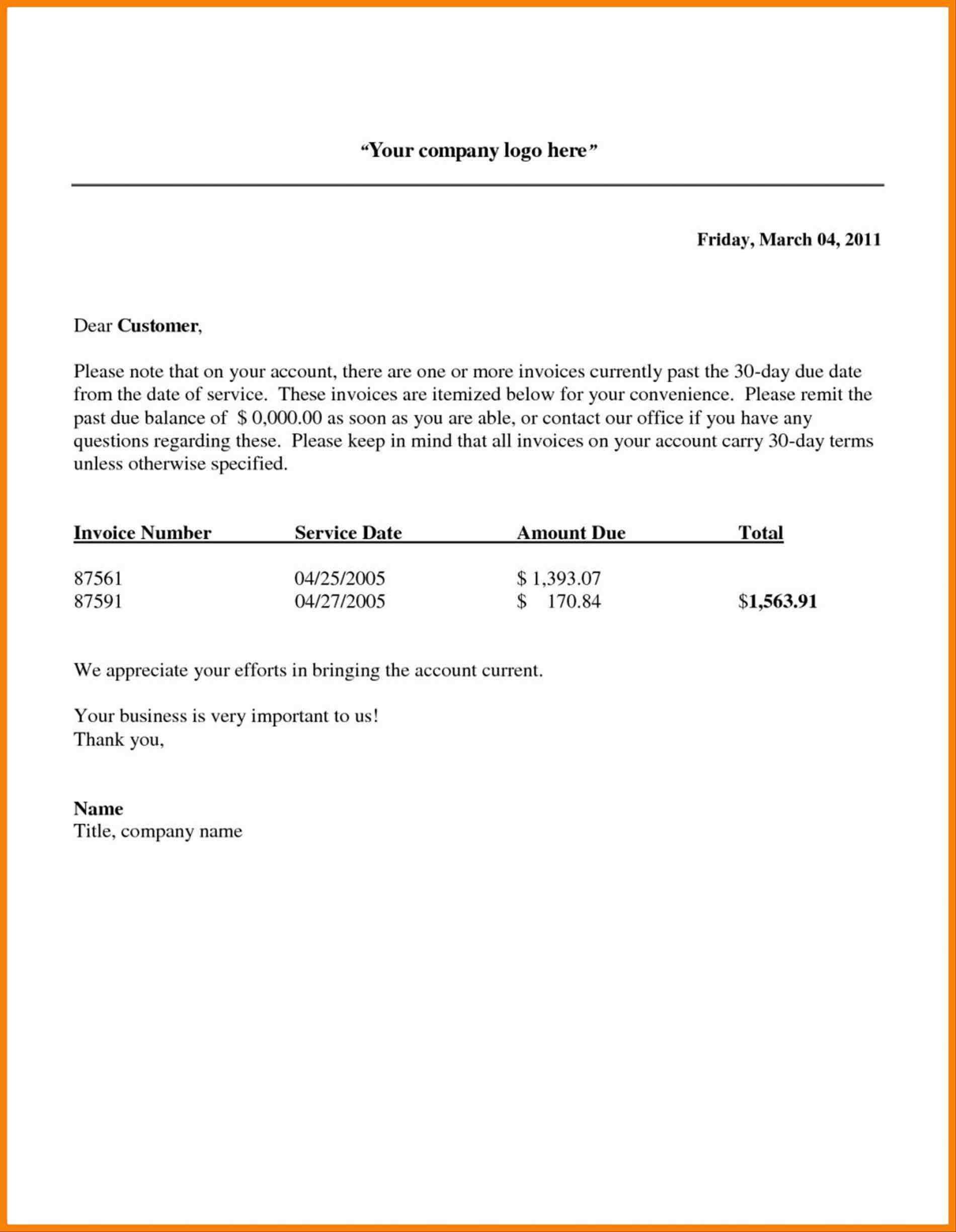 Invoice Email Template Example Cards Design Templates