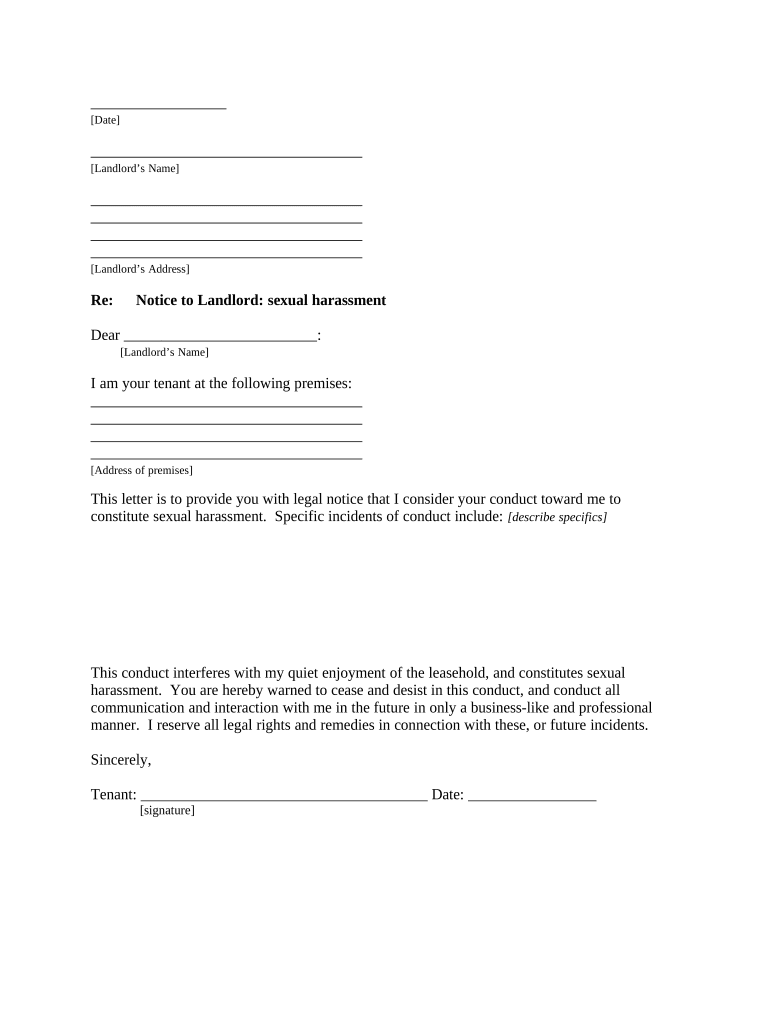 Landlord Harassment Letter Template Doc Template PdfFiller