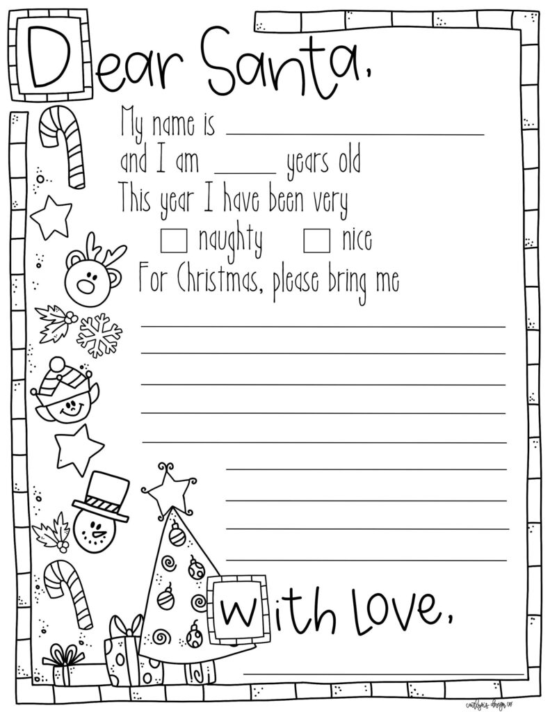 Letter To Santa Coloring Page Please Read Item Description For