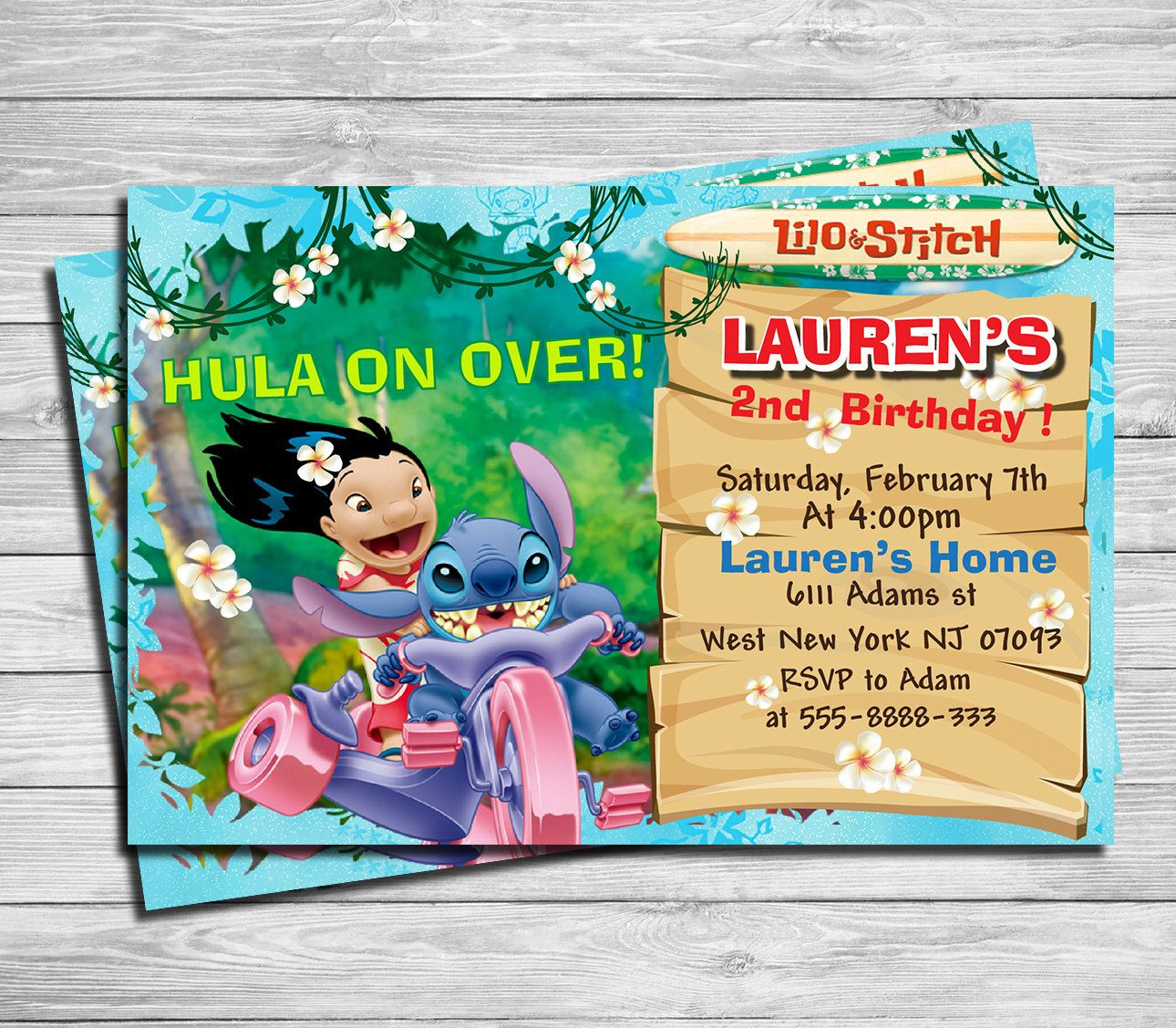 Lilo And Stitch Birthday Party Invitation Digital Printable Personali 