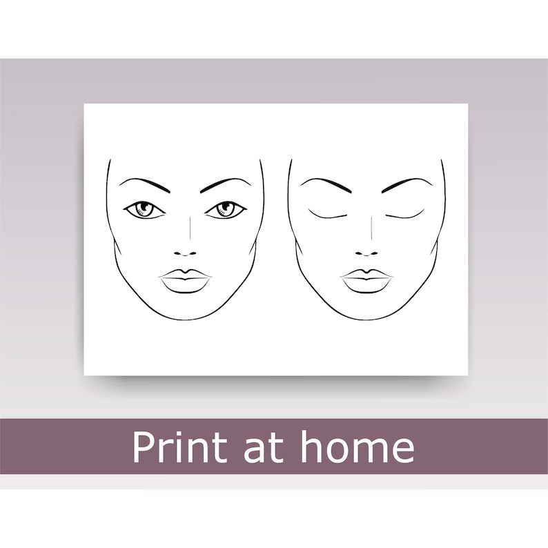 Makeup Face Charts Printable PDF Blank Makeup Face Template Etsy