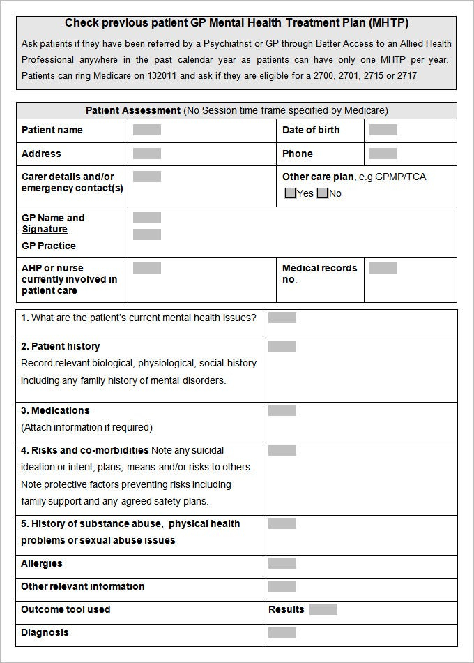 Mental Health Care Plan Templates 17 Free Word PDF Documents