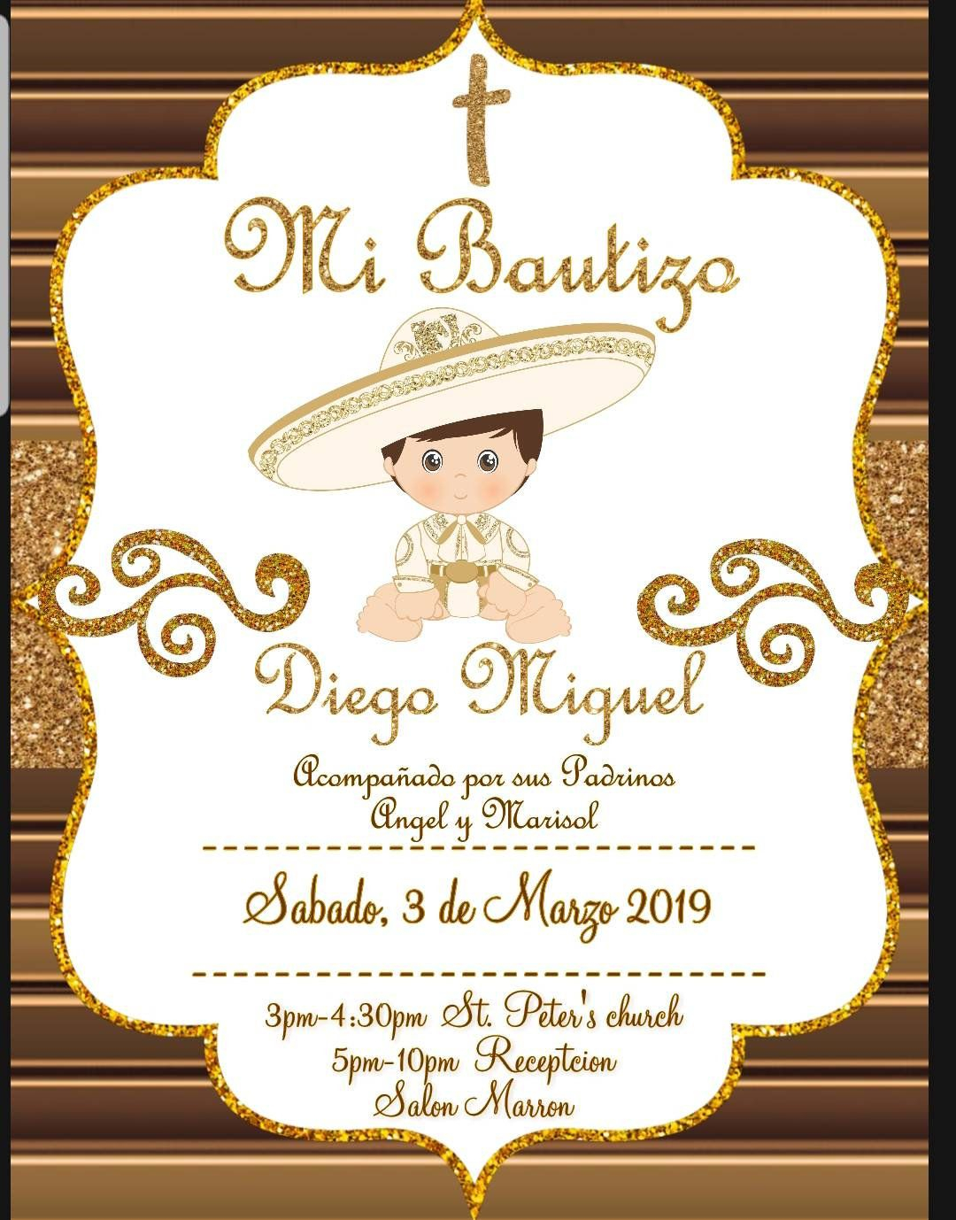 Mexican Charro Bautizo Invitation Gold Charro Mexican Theme Etsy
